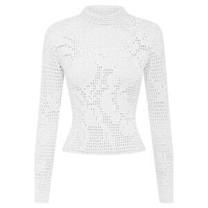 NEW ALL THAT REMAINS women's vera crochet high neck top in white